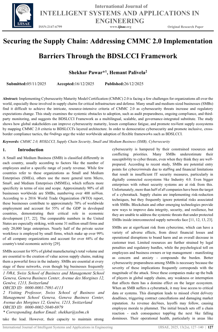 Securing the Supply Chain: Addressing CMMC 2.0: Implementation Barriers Through the BDSLCCI Framework